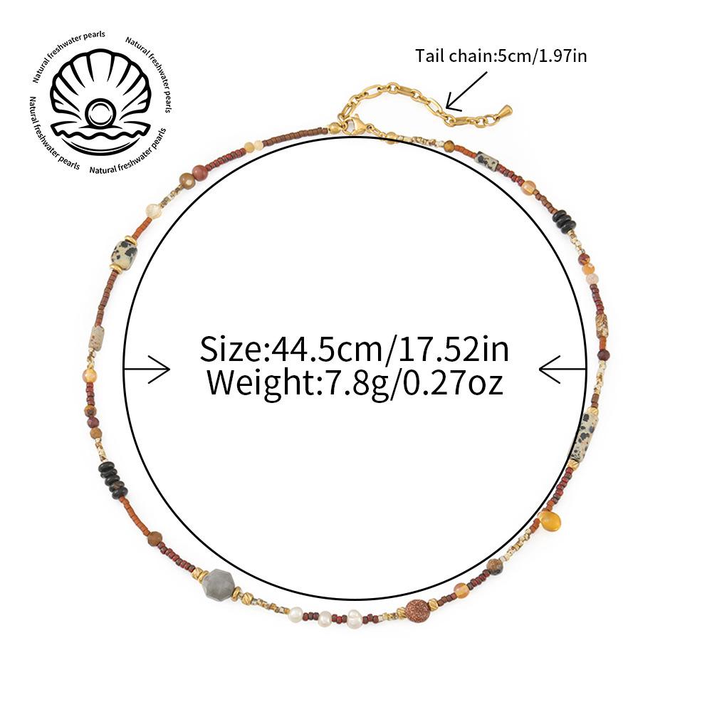 GEMCHIC Women s Vintage Natural Freshwater Pearl and Gemstone Handmade Long Sweater Necklace