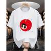 Stylisches Niedliches Cartoon-Print Lässiges Weißes Kurzarm-Paar-T-Shirt Lockere Passform Basic-T-Shirt für Tägliche Streetwear