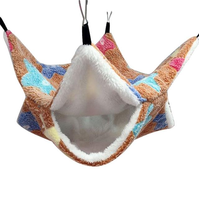 Small Pet Hammock Double-layer Plush Soft Winter Warm Hanging Nest Sleeping Bed Small Pets Hamster Squirrel Chinchilla House