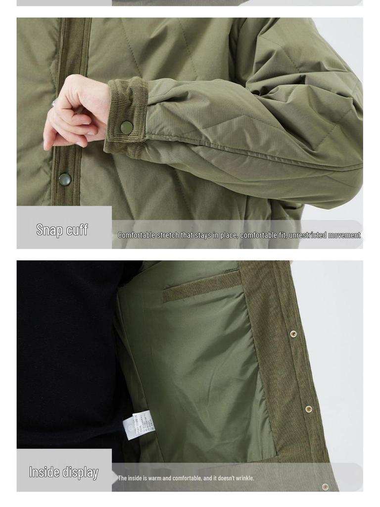 Men's Short Two-Piece Faux Layer Cotton Coat - Turn-Down Collar, Autumn/Winter 2025, Trendy Thin Padded Jacket.