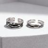 Couple Ring Thin Adjustable Open Band Stainless Steel Texture Minimalist Geometric Design Finger Ring Jewelry Gift
