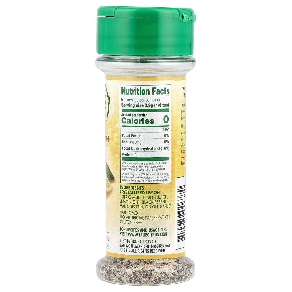 True Lemon Crystallized Lemon, Pepper & Salt Free, 60g (2.12oz)