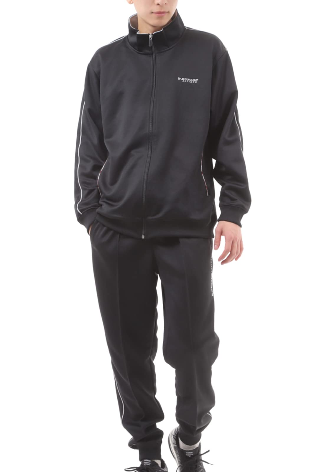 

Спортивный костюм Dunlop верх и низ для бега, тренировок, домашней одежды, мужской комплект, носить, носить, (Л, черный) чёрный