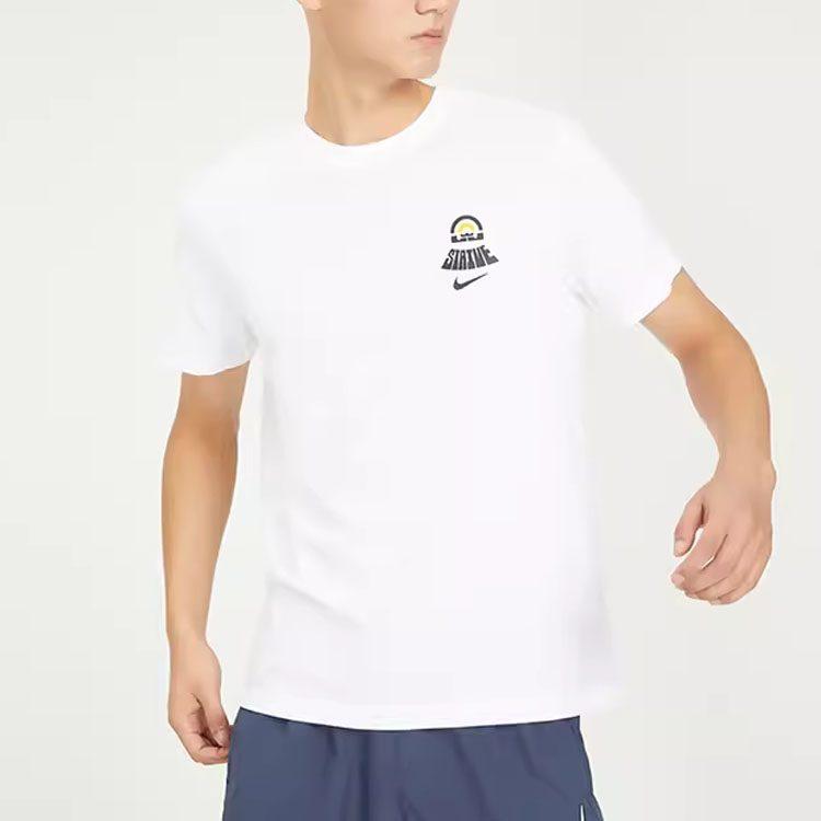 Nike T Shirts Men's White Crew Neck Moderate DR7648-100