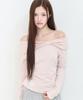 ILLIGO Bow Off-Shoulder Long Sleeve Pink