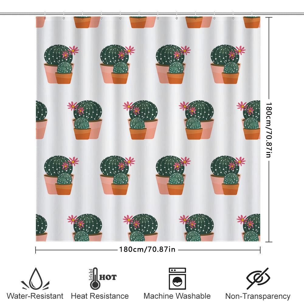 Cactus Pattern Shower Curtain 3D Printed Bathroom Decor Waterproof Fabric Home Decoration 180X180Cm Set Free Shipping