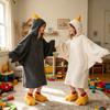 1 Set Hanorac Pătură Gâscă, Set Pijamale Unisex cu Desene Animate, Body Supradimensionat Moale și Călduros cu Design Cioc Galben, Îmbrăcăminte de Noapte pentru Petreceri de Iarnă pentru Adulți și Copii