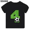 Black Modal Tshirt for Boys Cute Soccer Age Digital Print Short Sleeve Kids Top Creative Polyester Fabric