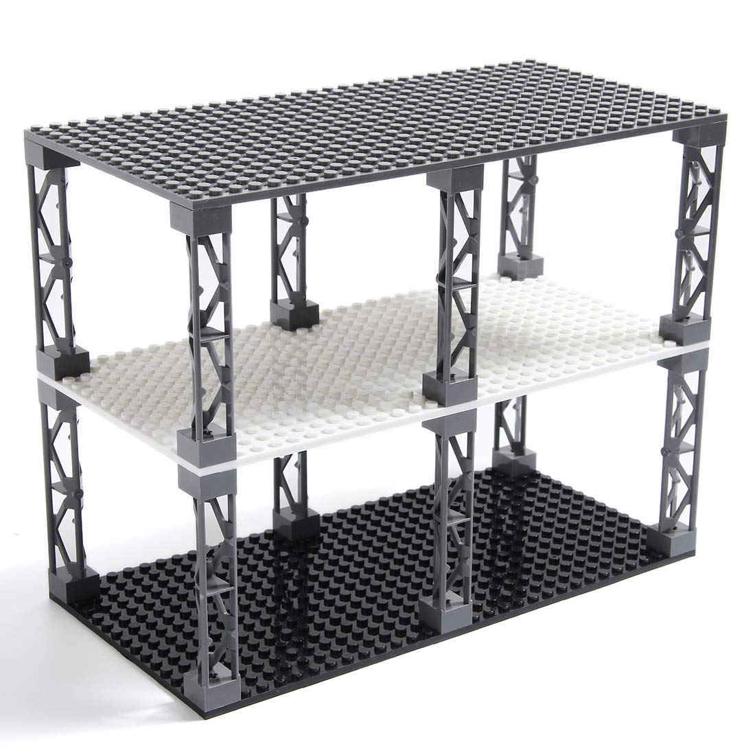 

INIBUD Classic Compatible Foundation Block with Set of 3 Boards and 12 Posts Plate, 16x32mm, Double-Sided, Posts, (White, Gray, Black)