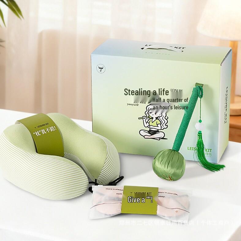 Fleeting Life Relaxation Set: Mugwort Hammer, Neck Pillow, Eye Mask - Ideal Souvenir or Business Festival Gift