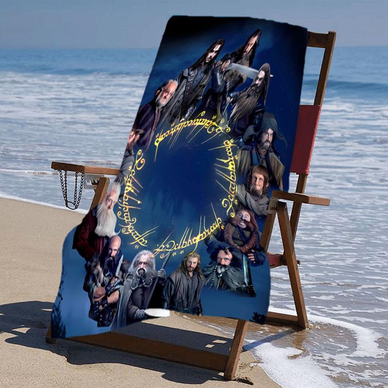 proof beach towel with a The Lord of the Rings pattern - soft,absorbent,quick-drying,machine washable - perfect for swimming,camping,bathing