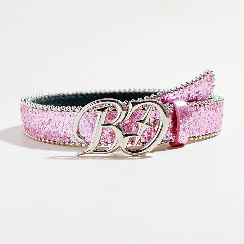 

Geometric Elements Letter Buckle B Sequin Belt Women S Jeans Accessory Belt 105Cm long