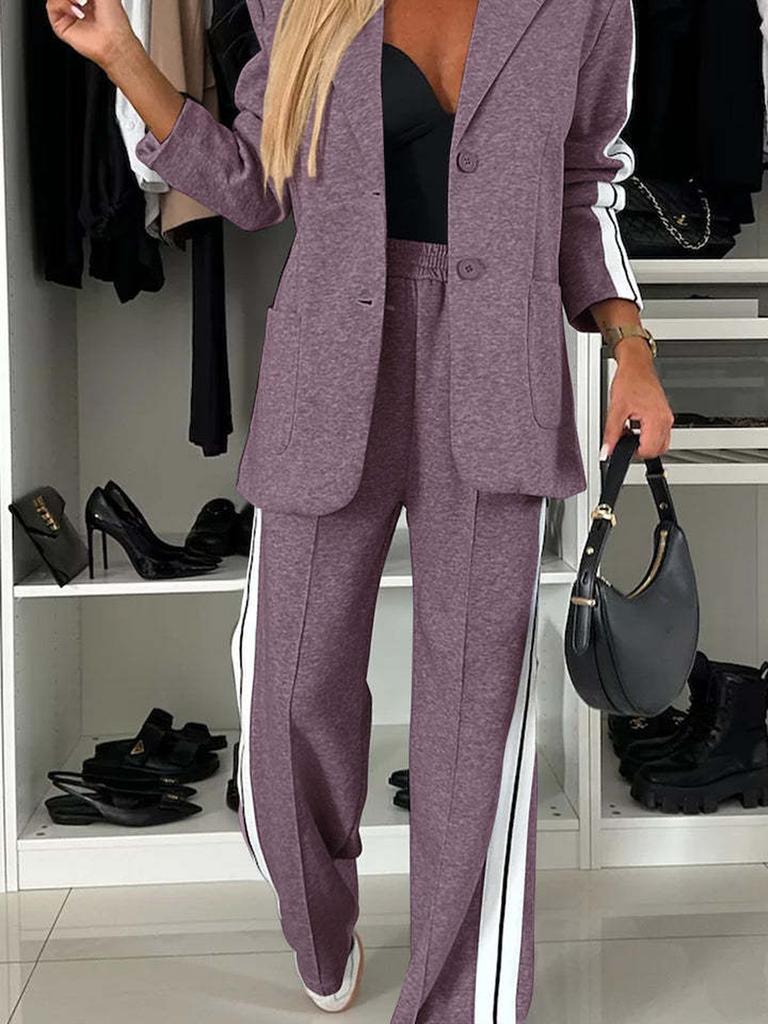 Jesenná nová dámska módna pohodlná elegantná dvojdielna súprava saka so stojatým golierom