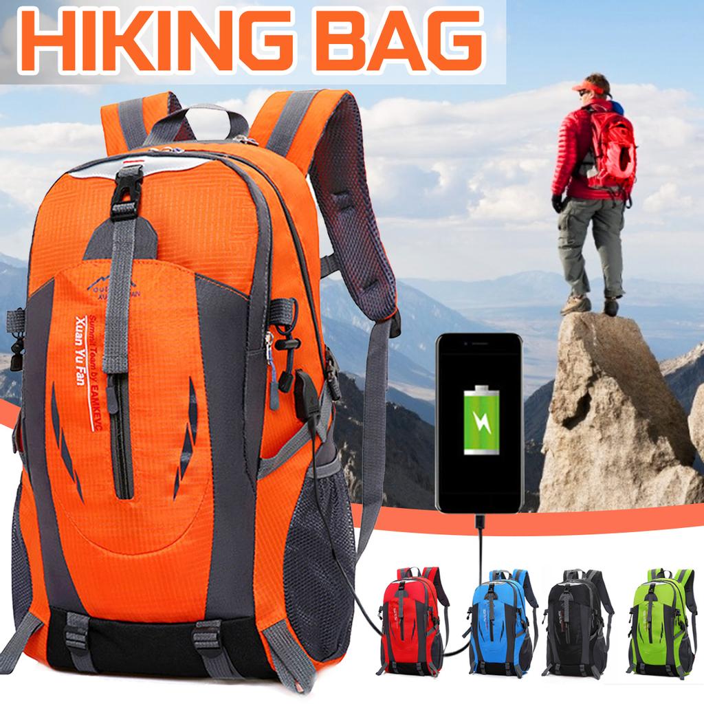 50L Gran Capacidad Bolsa de Viaje Impermeable Nylon Montañismo Camping Mochila  Viaje Senderismo Ejército Bolsas de Camping Puerto USB Bolsa de Senderismo  al Aire Libre Bolsa deportiva comprar a buen precio —
