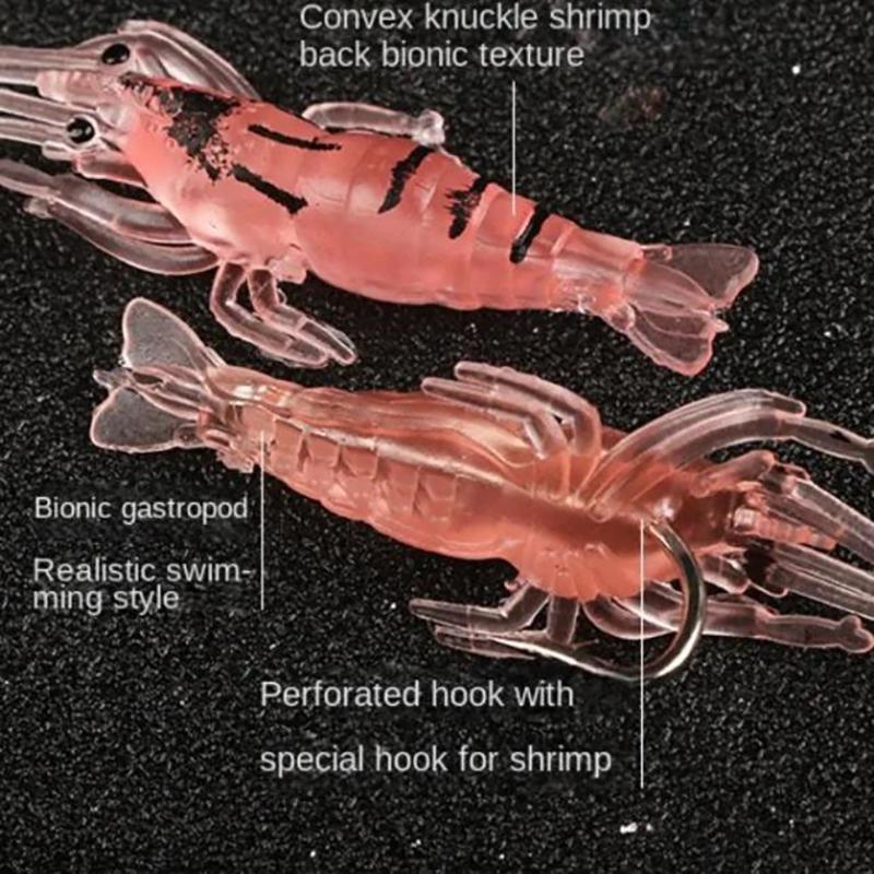 15Pcs Pvc Shrimp Lures Multicolor Soft Luminous Shrimp Bait Set Fishing Lure With Sharp Hook