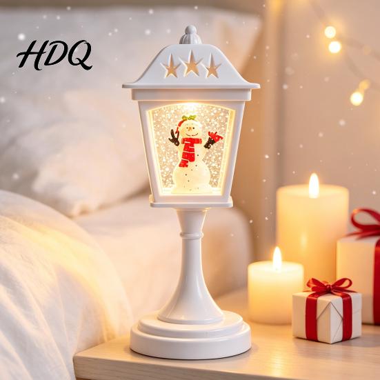 Decorative Street Lamp Christmas Snow Sphere Lamp Retro Design Santa Battery Operated Snowman Tree Night Light for Bedroom Tabletop Decor