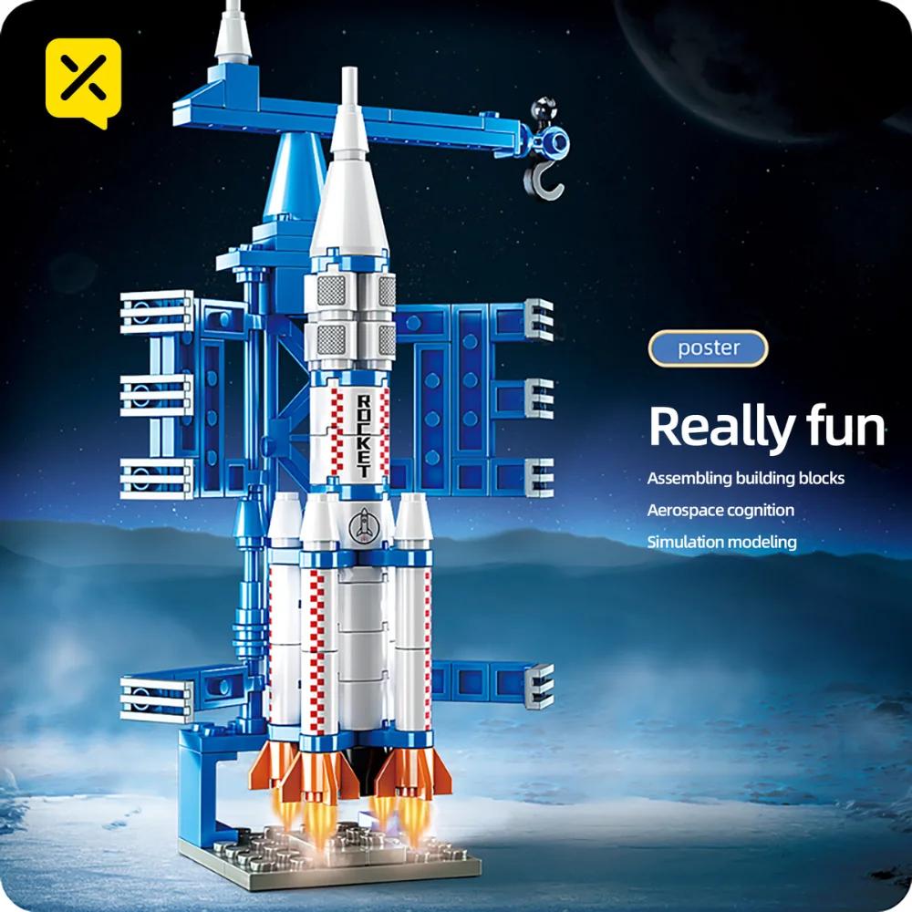 TOYLINX 133PCS Space Rocket Building Blocks STEM Toy Movable Launch Construction Set Gift for Kids Boys Girls