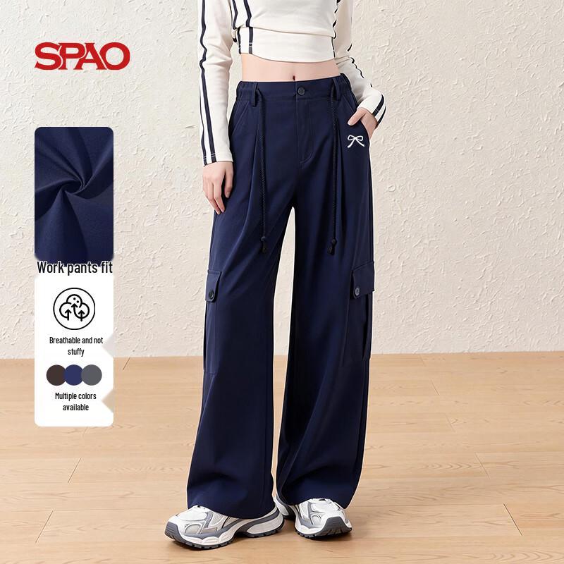 SPAO Women s Bowknot Cargo Wide-Leg Pants L