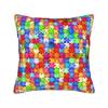 Rainbow Autism Awareness Puzzle Seamless Pattern Pillow Cover  Design Cushion Cover Funny Pillow Case For Office Car Home Decor