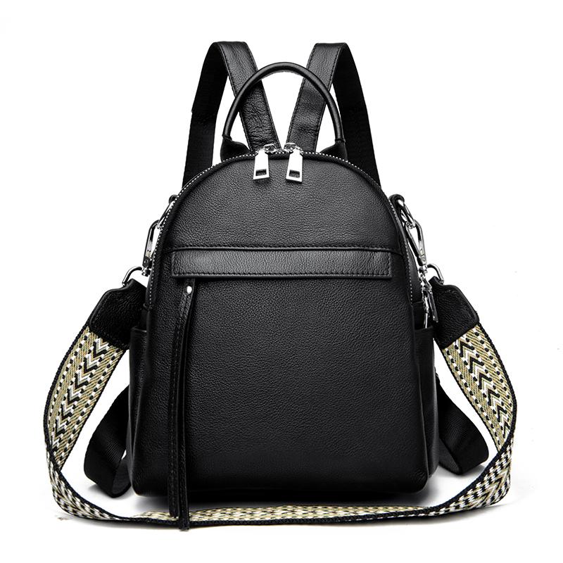Designer Solid Color 100%Genuine Leather Women Backpack Luxury Lady Large Capacity Travel Backpack Girls Female Leather Knapsack
