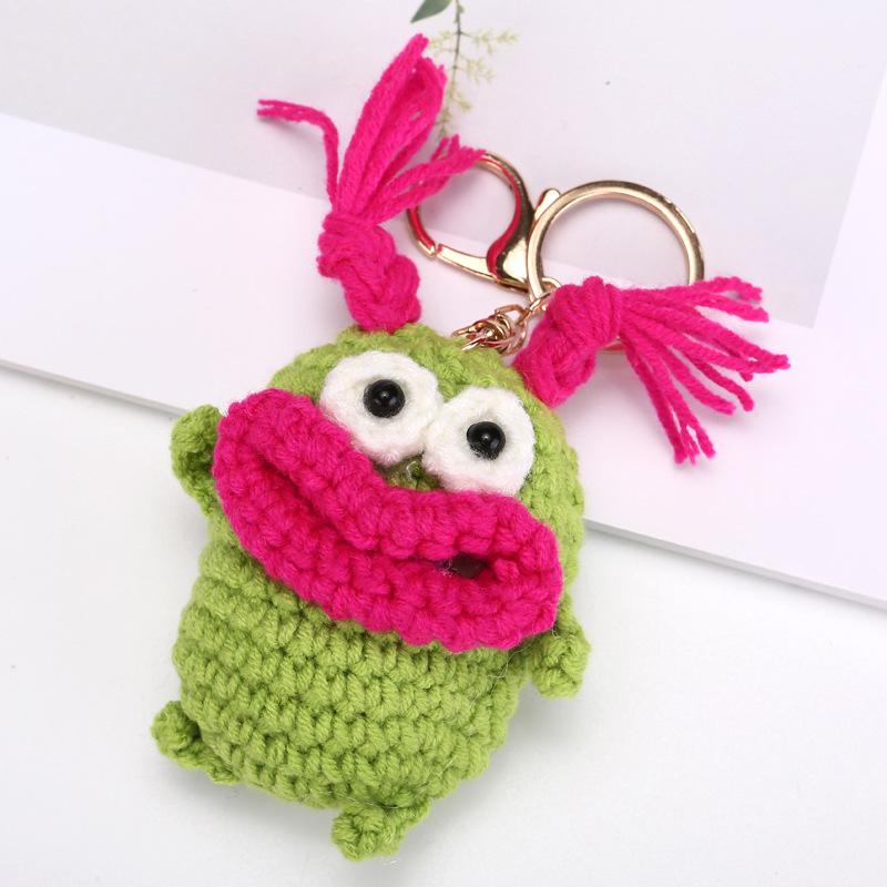 

Брелок-кукла-лягушка ручной работы из жареных волос - забавная подвеска-сумка