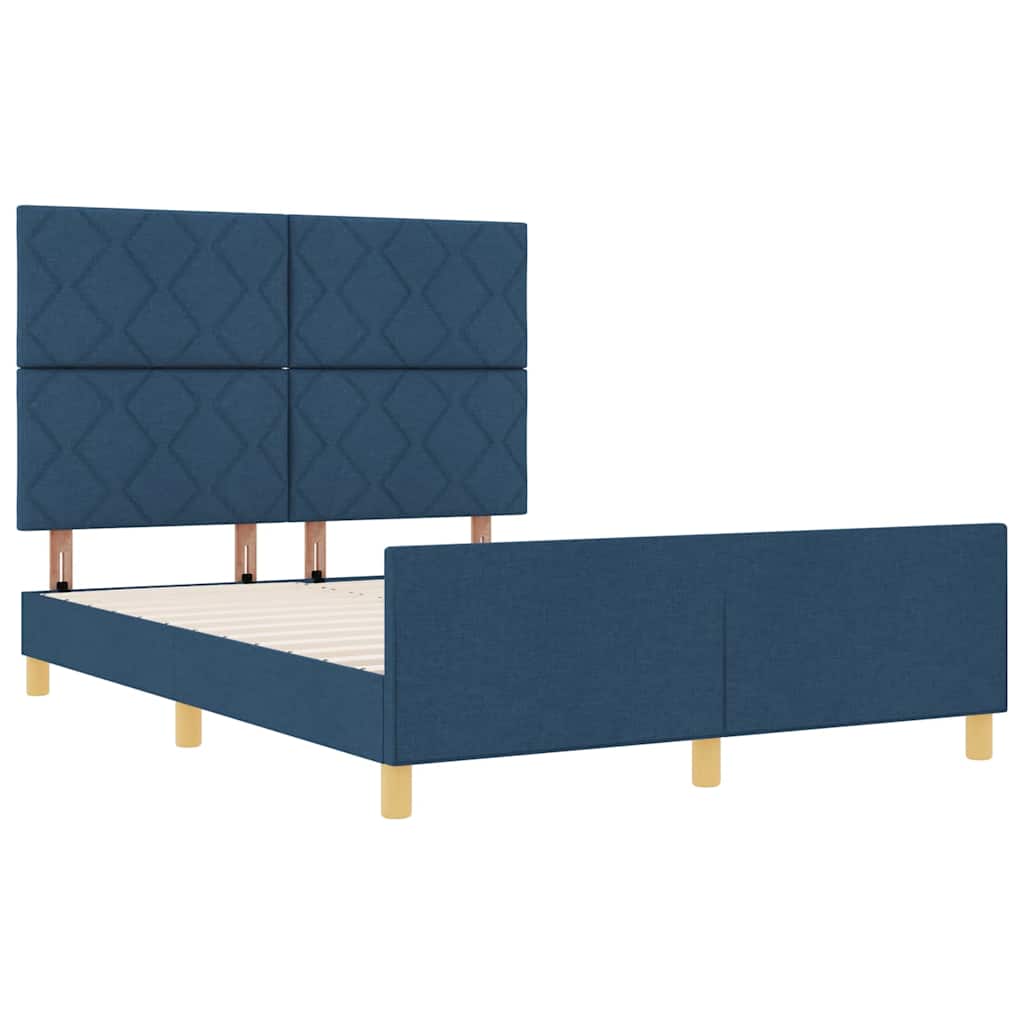 Bed Frame with Headboard Blue 160 x 200 cm Fabric