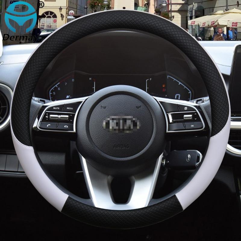 100% DERMAY Brand Leather Sport Car Steering Wheel Cover for Kia Sorento I II III Sorento PRIME 2002- Auto Accessories