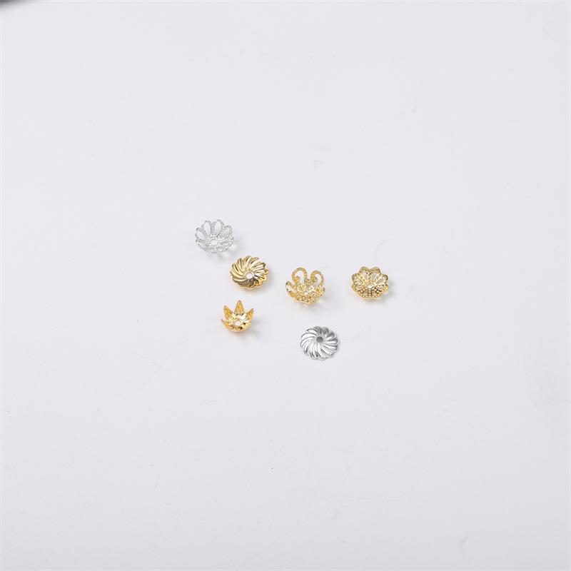 14K Gold Filled Flower Cap Bracelet DIY Jewelry Accessories with White Gold Beaded Spacers