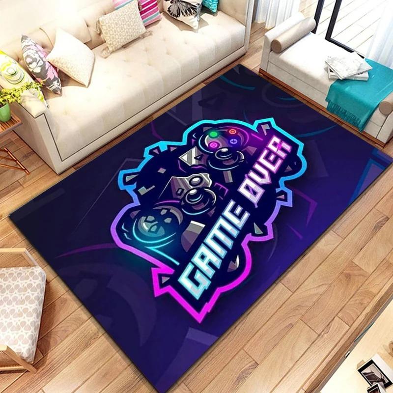 Neon Spiel Controller Teppich Matte Teppich GAME OVER Text VR Gaming Cyber Neon Lebendig Wohnkultur Bodenmatte Schlafzimmer Teppiche