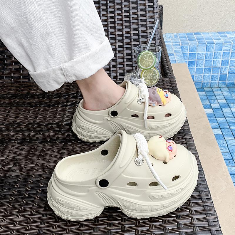Casual Hole Shoes Seaside Beach Shoes Shoes Women's New Two Wear Platform Slippers Women's Bag Head Sandals
