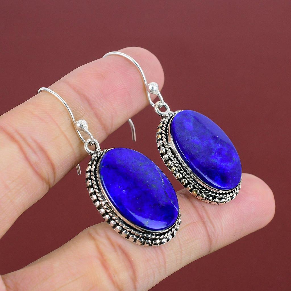 Lapis Lazuli Earrings Natural Gemstone Earring Vintage Jewelry 925 Sterling Silver Earring Handmade Earring Designer Jewelry Gifts For Women