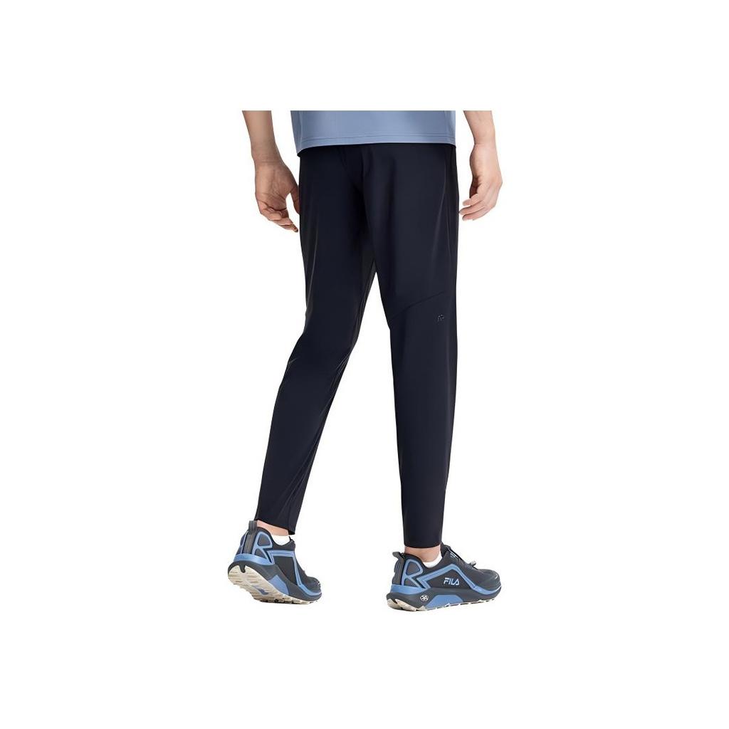 Fila Logo Print Straight Leg Comfortable Breathable Knitted Sports Pants Men Pants Deep-Black A11M331608A-BK
