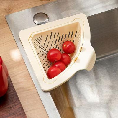 Triangular Magnetic Sink Strainer Corner Drain Basket with Twist-Open Bottom Automatic Dumping Kitchen Sink Waste Catcher for Food Scraps Debris