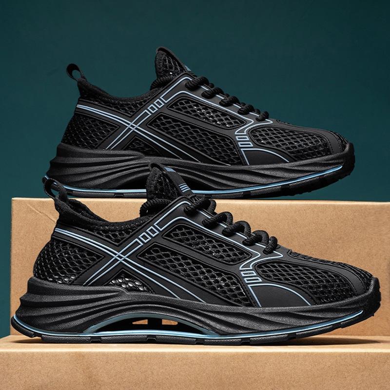 Men's Shoes Hollow Breathable Mesh Shoes Outdoor Casual Sports Shoes Men's Summer Height-increasing Thick-soled Trendy Shoes