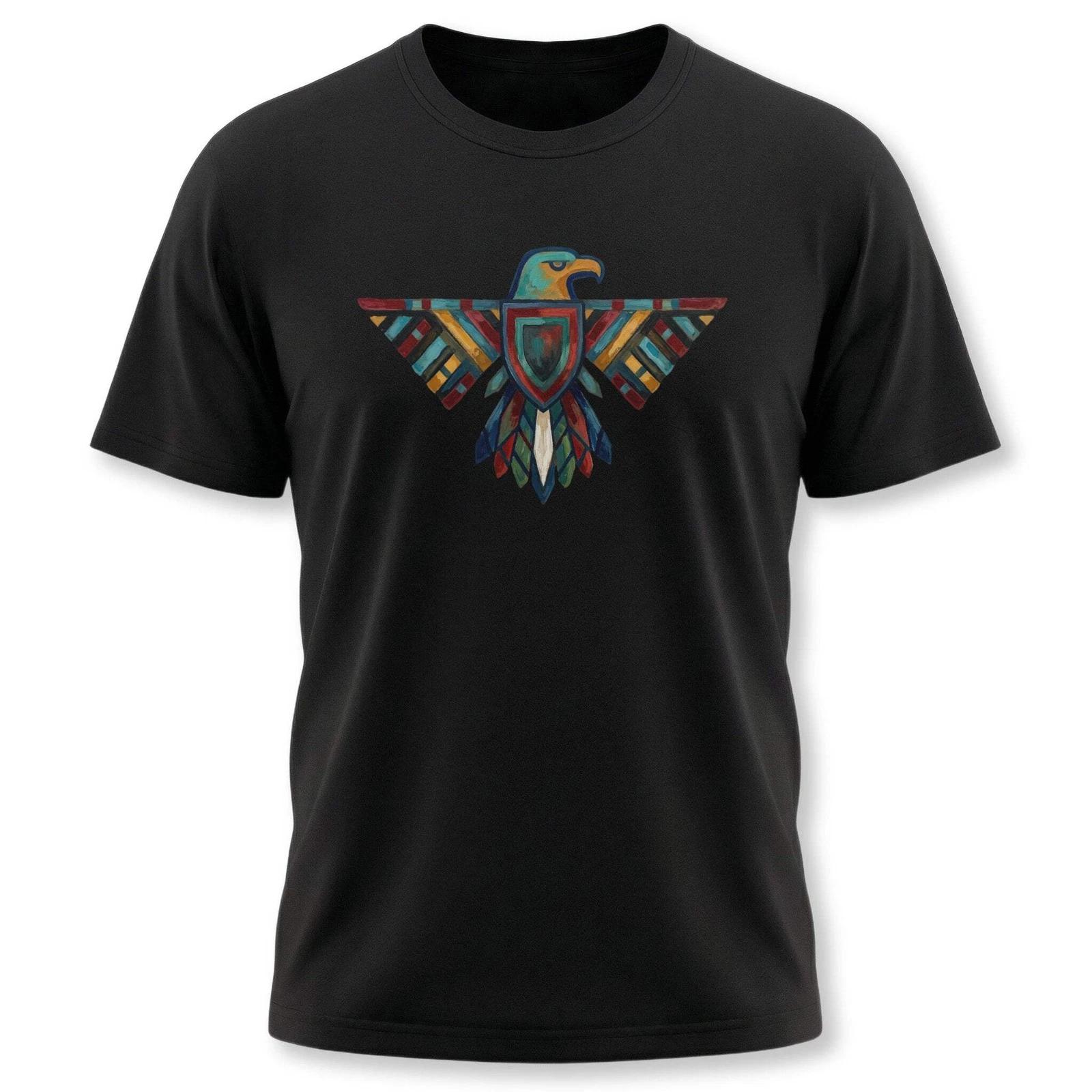 Colorful Geometric Thunderbird T-Shirt | Native American Tribal Eagle Tee M