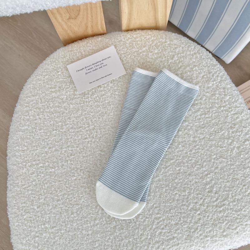 

Женские осенние новые универсальные полосатые цветные бесшовные хлопковые носки из махры 1 pair синий