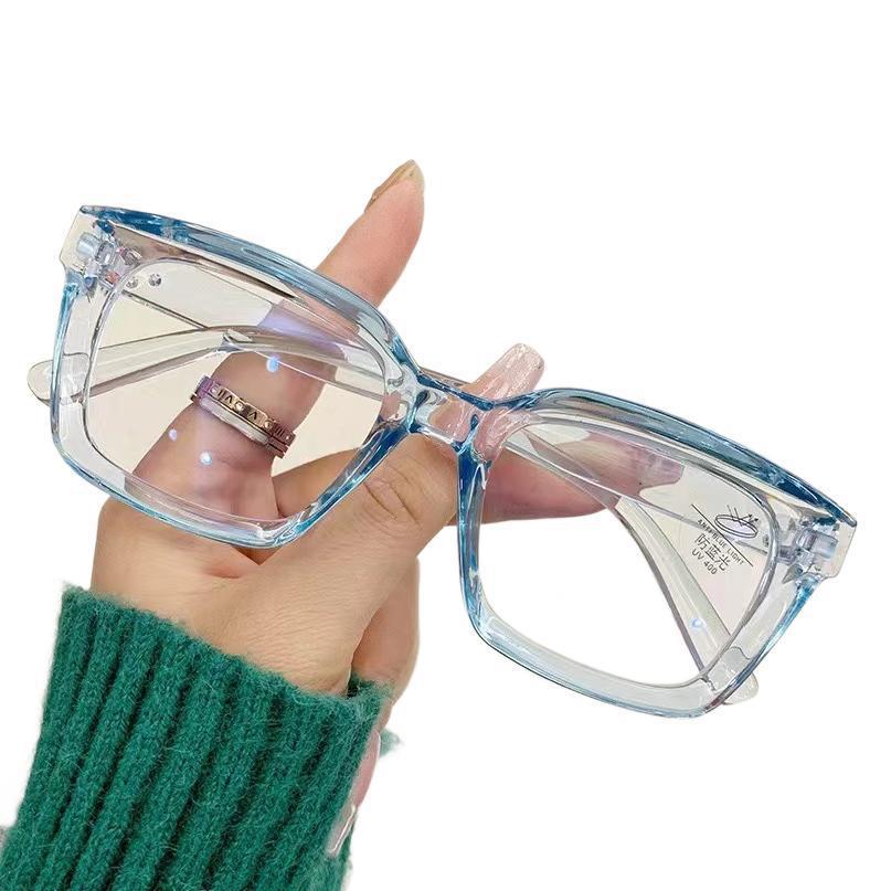Ultra-Light Trendy Cold Brown Box Color-Changing Myopia Glasses Women'S Transparent Frame High-Value, Thin And Plain Flat Mirror