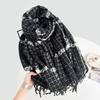 New Thickened Plaid Scarf White Soft Tassel Shawl Imitation Cashmere Scarf In Autumn and Winter