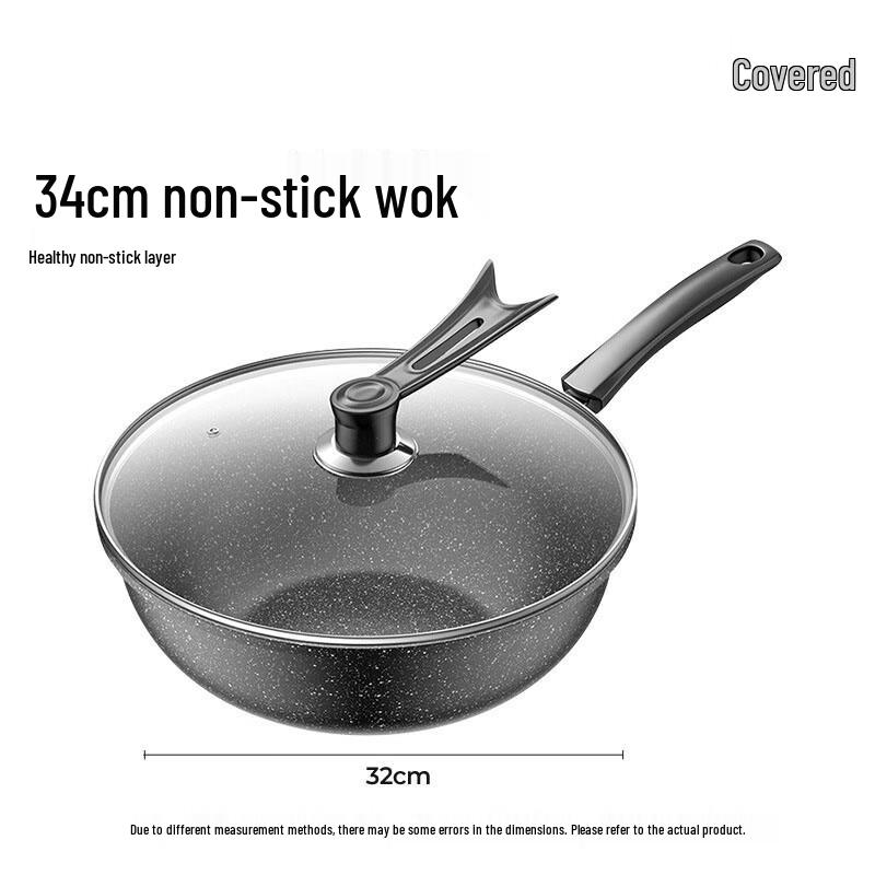 Universal Maifan Stone Non-stick Wok with Lid