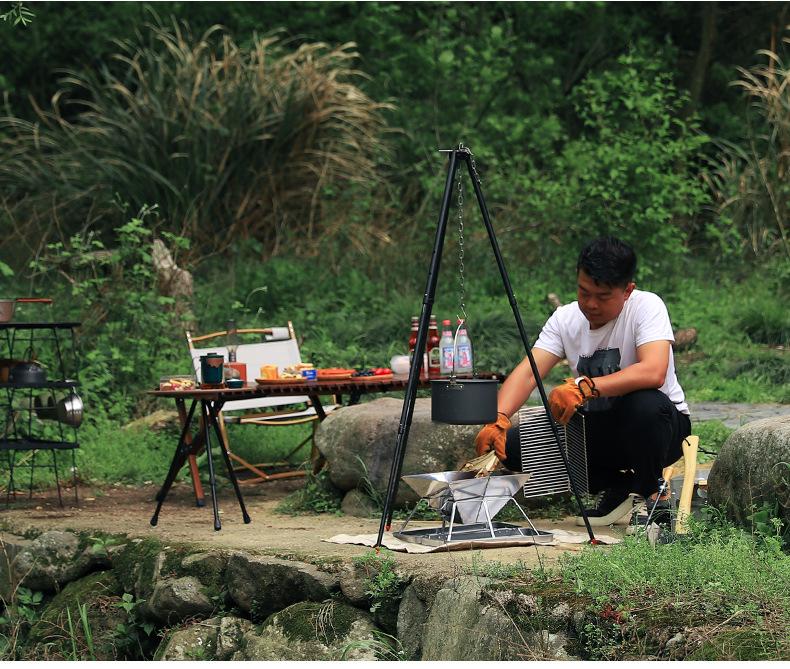 Portable Outdoor Stainless Steel BBQ Charcoal Grill for 2-5 People, Folding Grill Rack