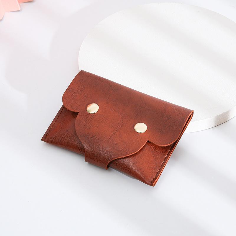 Simple Mini New Card Bag, Key Bag, Soft Leather Small Bag, Coin Bag, Mini Short Student Buckle Small Square Bag.