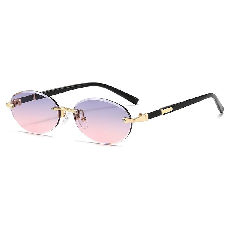 Trendy Frameless Oval Sunglasses - Hot Girl Hip-Hop Fashion Statement