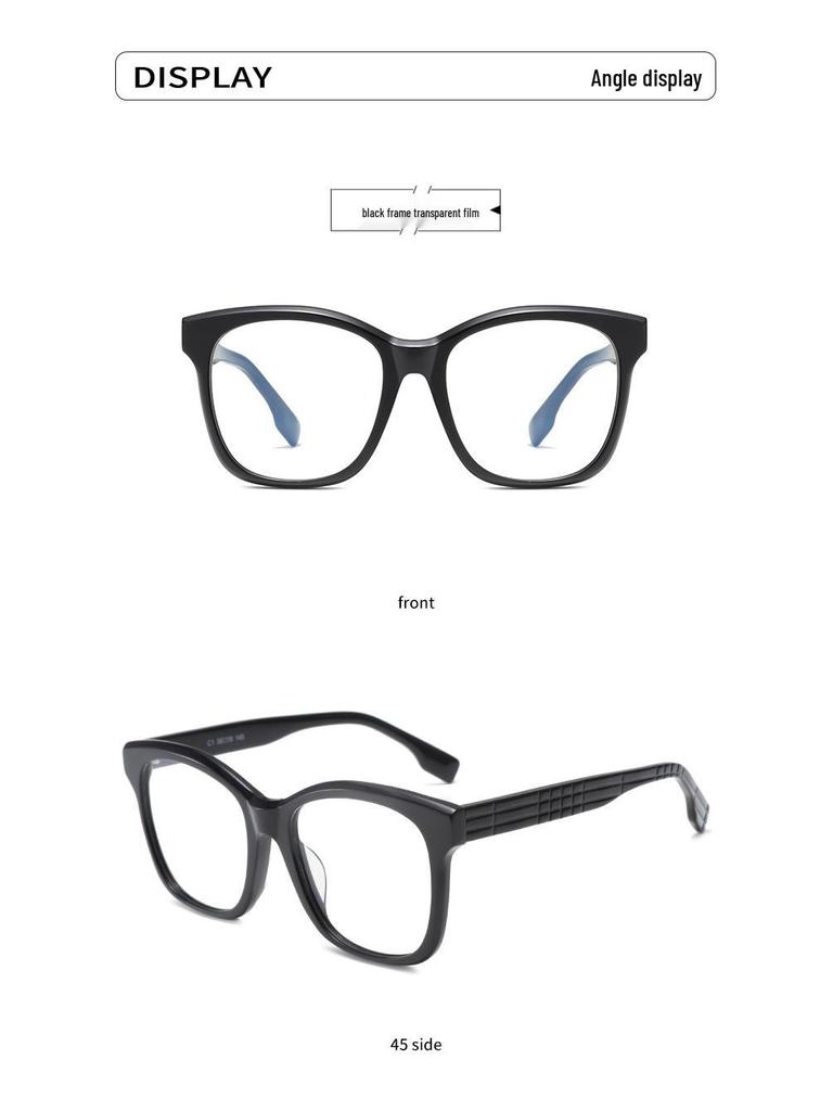 Huang Yimei's Round Acetate Glasses: Anti-Blue Light, Myopia-Friendly, Unisex Style for a Slimmer Face.