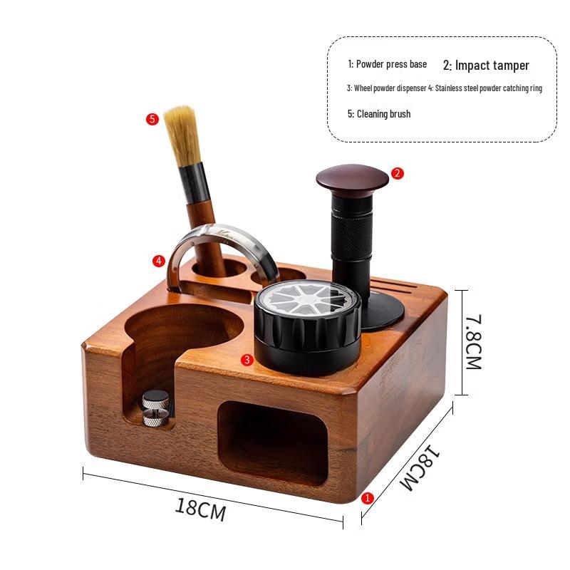 Walnut Wood Coffee Tamper & Distributor Organizer Stand