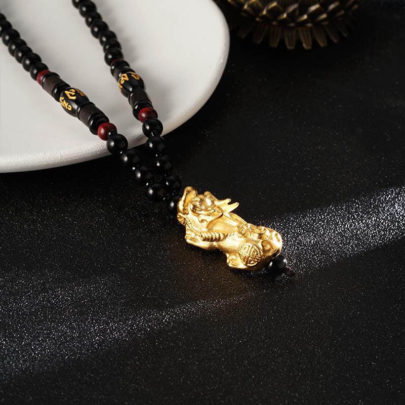 

Унисекс вьетнамское ожерелье Pixiu: Настоящая медь, золотистый оттенок, приносит удачу и богатство, благоприятный дизайн