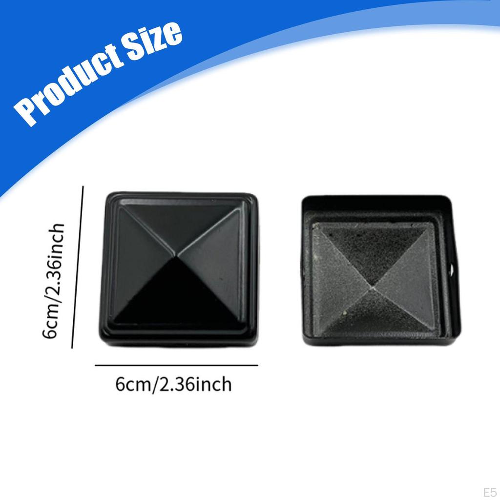 4 Stück Eisenzaun Säulenabdeckung Dekorative Leitplankenpfosten Metallkappe Quadratisch