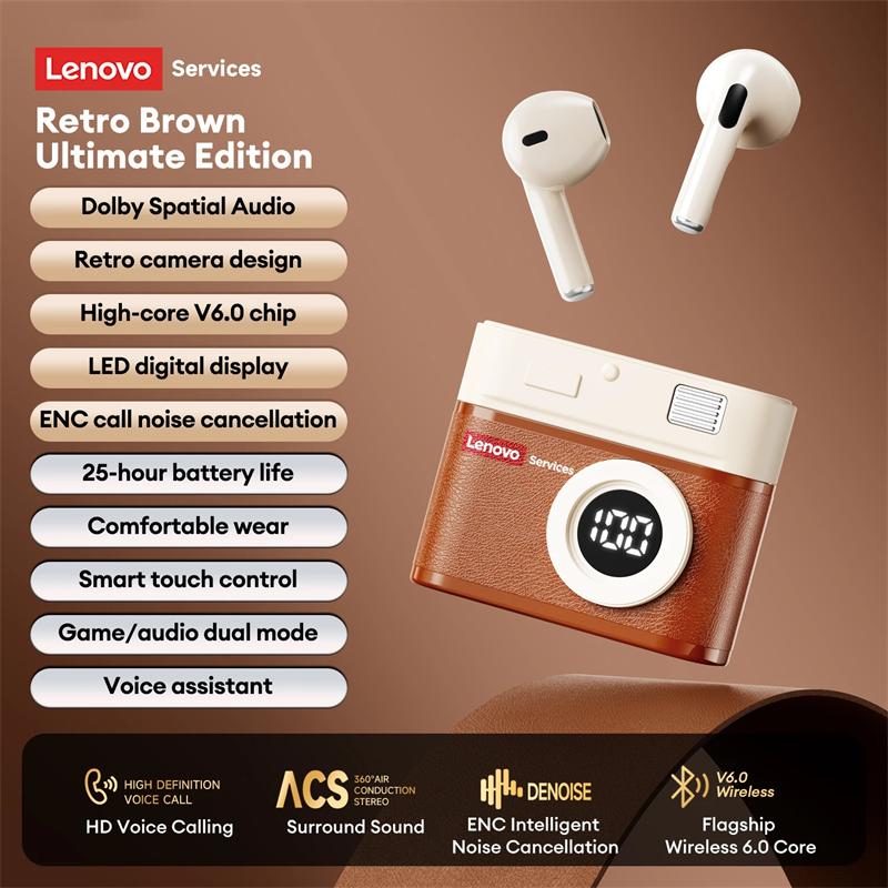 Nová bezdrátová Bluetooth 6.0 sluchátka Lenovo LE218 TWS Stereo ENC potlačení hluku Subwoofer Sportovní Herní Hudební Headset Nízká latence HD hovory s mikrofonem