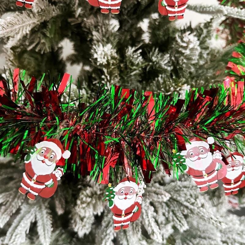 2M Christmas Tinsel Ribbons Indoor Party Decor Diy Christmas Tree Home Bar Decoration Santa Claus Ribbons Wreath Decor Ornaments