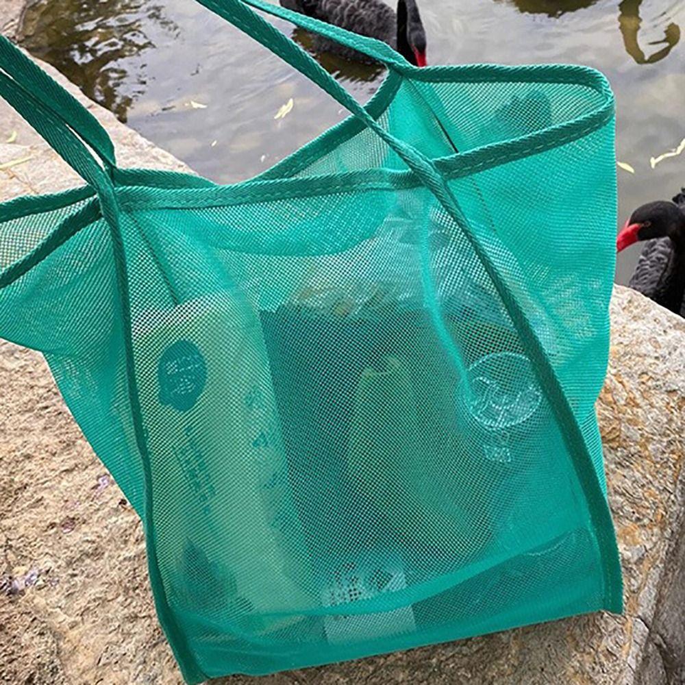 Portable INS Style Mesh Shoulder Bag Transparent Lightweight Mesh Tote Bag Versatile Large Capacity Portable Shopping Bag
