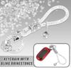 [X AUTOHAUX] Car Faux Crystal Key Chain Ring Key Fob Accessories Universal Bling Rhinestone Replacement Silver Tone